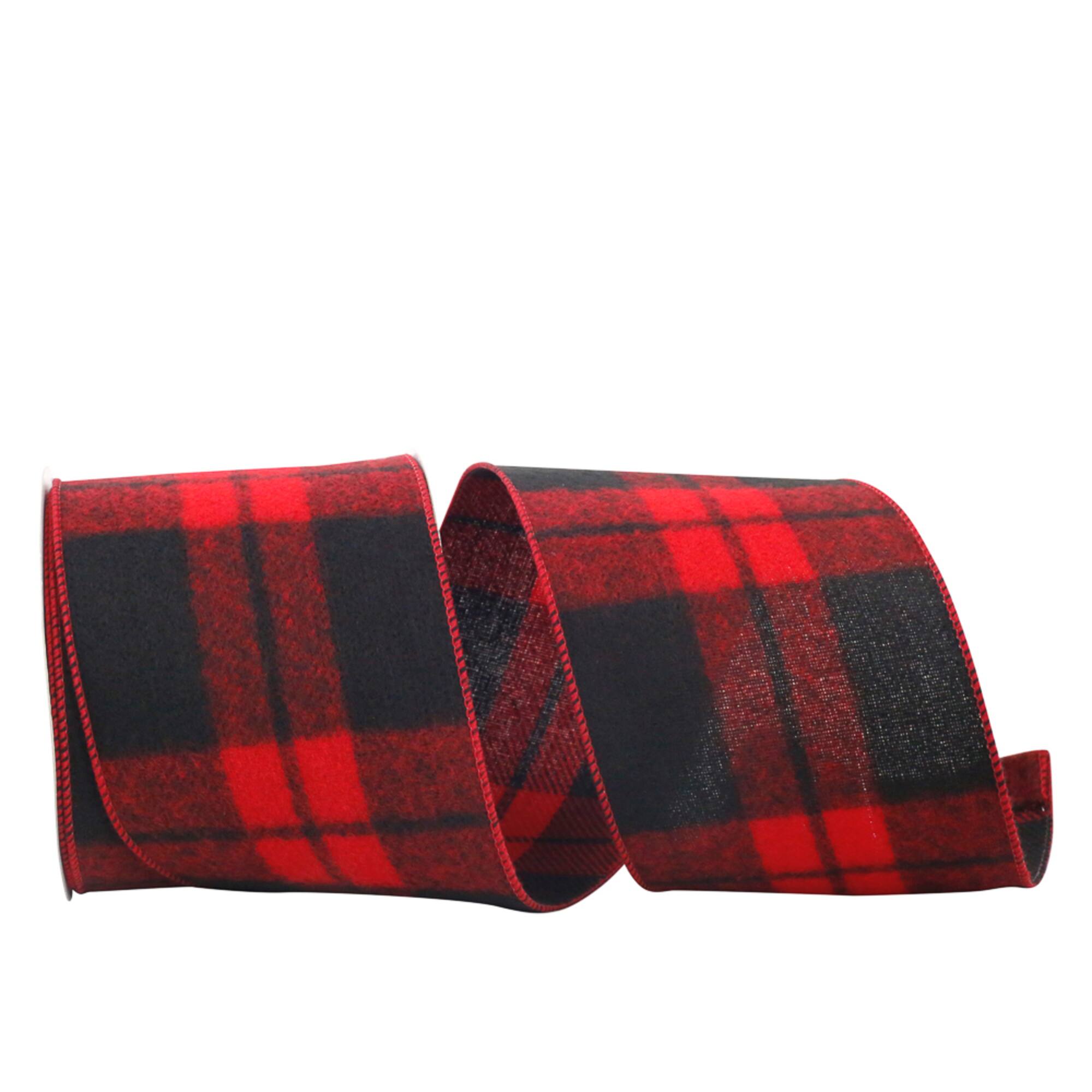 JAM Paper 4" x 10yd. Wired Cabin Grand Buffalo Plaid Ribbon